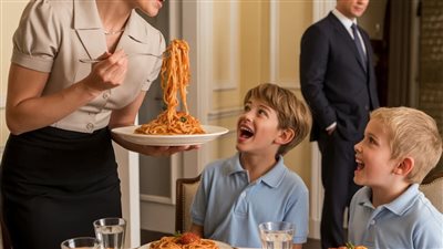 توأم مليونير لم يأكلا شيئًا حتى فعلت المربية الجديدة شيئًا  والأب الأرمل